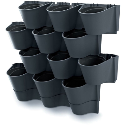 Plastic Vertical Planter Cascade Wall in Anthracite Colour 67 (L) x 17,7 (W) x 57 (H) cm, Small - Prosperplast