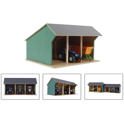 Kids Globe Capanno per Trattori Piccolo 1:32 in Legno 610192 - Verde