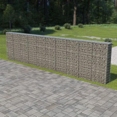 Gabbione con Copertura in Acciaio Zincato 600x30x150 cm - Argento - Youthup