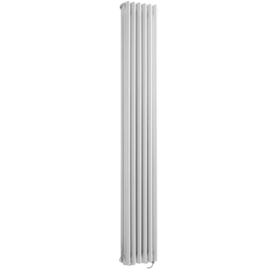 Hudson Reed Regent Radiatore Termoarredo Elettrico di Design Verticale - Termosifone Bianco - 3 x 6 Colonne - Termostato Rotondo - 1800 x 290 x 100mm