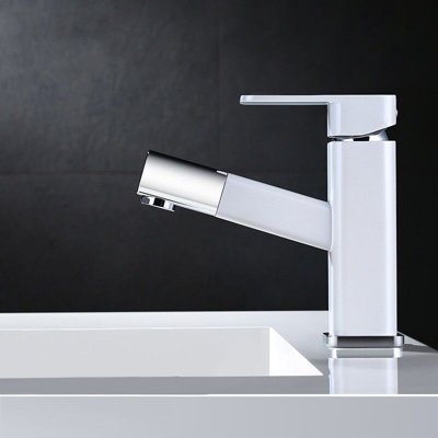 Lookshop - Sofisticato miscelatore monocomando lavabo con bocca estraibile White
