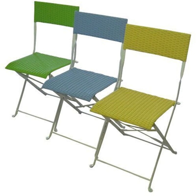 Sedia pieghevole in ferro avorio Molfetta - wicker verde mela o azzurro > Azzurro