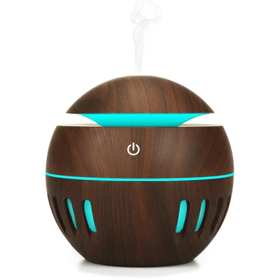 USB Car in legno umidificatore cava variopinta di notte leggero aroma diffusore (YX-003B venature del legno di profondita)