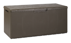 Toomax - Baule Multibox Portofino da esterni con seduta, finiture legno e midollino, dim cm 123,7x54,5x56,2h, Art. 176, colore Marrone en oferta