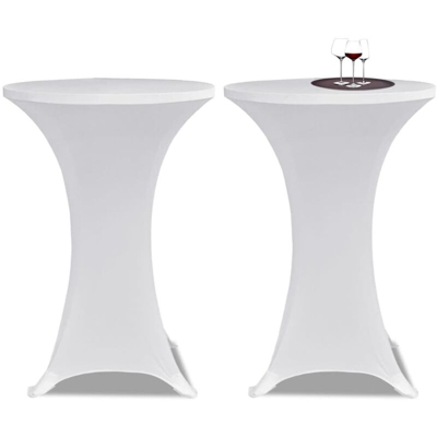 Copritavolo ?80 cm Bianco Tessuto elasticizzato 2 pezzi - Bianco