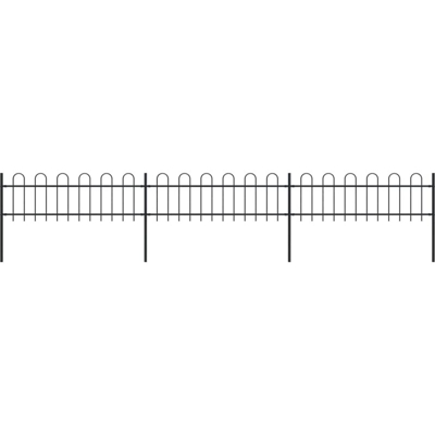 Recinzione da Giardino Punta Tonda in Acciaio 5,1x0,6m Nera - Nero - Youthup