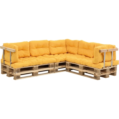 Cuscini per palette - a 11 pezzi - cuscino sedile + cuscino schienale [color senape] divano a palette adatto per dentro e fuori