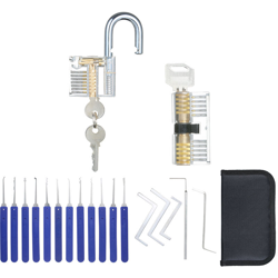 17 PCS Set per lockpicking con 2 lucchetti per esercitazioni visibili Lucchetto trasparente per addestramento Strumenti per fabbro Set per en oferta