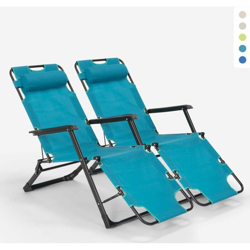 2 Sedie sdraio spiaggia giardino pieghevole multiposizione Emily Lux Zero Gravity | Azzurro precio