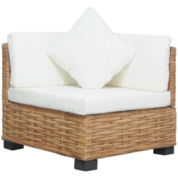 Divano Angolare con Cuscini in Rattan Naturale - Marrone - Vidaxl precio