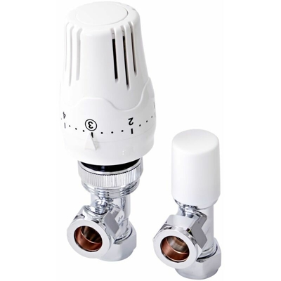 Valvola Termostatica a Squadra per Radiatore o Scaldasalviette con Detentore