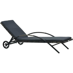 Lettino Prendisole con Cuscino e Ruote in Polyrattan Antracite - Antracite - Vidaxl en oferta
