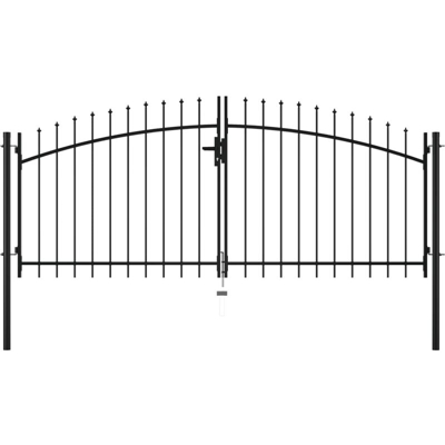 Cancello Doppio con Punte a Lancia 300x150 cm - Nero - Youthup