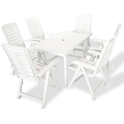 Set da Pranzo da Giardino 7 pz in Plastica Bianco - Bianco - Youthup