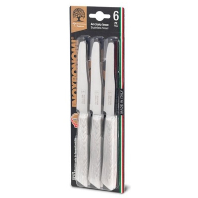 Coltellerie Bonomi - Coltellerie Inox Bonomi Set 6 Coltelli da Tavola 11cm Legno Bianco