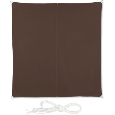 Tenda a Vela Quadrata, Idrorepellente, Anti UV, con Corde di Supporto, Terrazza, Giardino, LxP: 3x3 m, Marrone