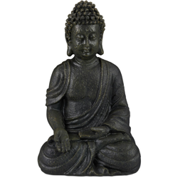 Statua del Buddha Seduto, 30cm da Giardino e da Soggiorno, in Ceramica, Impermeabile Anti-Gelo Grigio Scuro en oferta