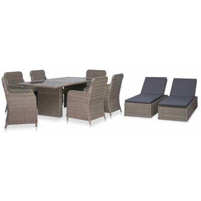 YOUTHUP Set da Pranzo da Giardino 9 pz in Polyrattan Marrone - Marrone