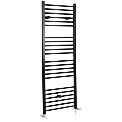 Hudson Reed Nox Scaldasalviette Misto Piatto Moderno - Termoarredo Bagno a Scaletta Nero - Design Elettrico & Idraulico - 919W - 1600 x 600mm