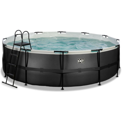 SOLO Piscina rotonda ø488x122cm con filtro a sabbia - nero. Struttura extra spesso in acciaio nero galvanizzata e verniciata a polvere, no ruggine! en oferta