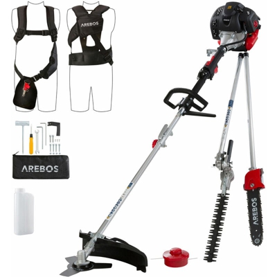 AREBOS Decespugliatore a Scoppio 4 in 1 ECO Multifunzione Tagliasiepi 52ccm