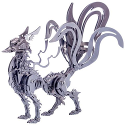 Kit Modello Fai-da-te In Acciaio Inossidabile Assemblaggio 3d Figure Giocattolo Per Bambini Regalo Per Adulti (argento) Volpe A Nove Code Grande | Kit Di Costruzione Di Modelli (argento) precio