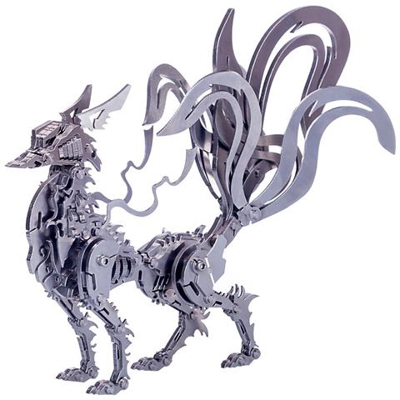 Kit Modello Fai-da-te In Acciaio Inossidabile Assemblaggio 3d Figure Giocattolo Per Bambini Regalo Per Adulti (argento) Volpe A Nove Code Grande | Kit Di Costruzione Di Modelli (argento)