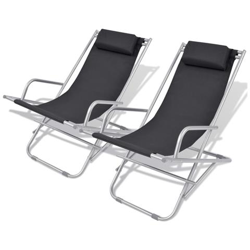 Sedie a Sdraio Reclinabili Set 2 pz Nero in Acciaio 69x61x94 cm precio