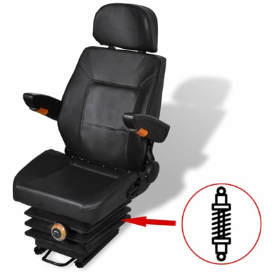 YOUTHUP Sedile per Trattore con Sospensione - Nero
