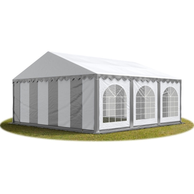 6x6 mTendone per feste PREMIUM PVC grigio-bianco 100% impermeabile Gazebo da giardino Tendone da esterno Tenda party