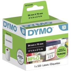 DYMO LW - Etichette originali multiuso, 54 mm נ70 mm, rotolo di 320 etichette con retro Easy Peel, autoadesive, per etichettatrici LabelWriter en oferta