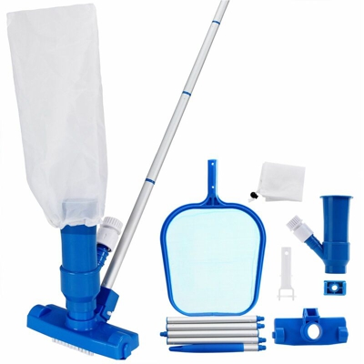 Set 3pz. per la pulizia della piscina asta contenitore di raccolta aspiratore per fondo piscina