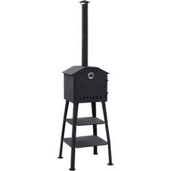 Forno Pizza da Esterno a Carbonella con 2 Pietre Refrattarie - Nero - Vidaxl precio