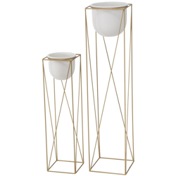 2x vasi per piante da giardino terrazze fiori vasche mensola ferro GOLD Boltze 2005189 precio