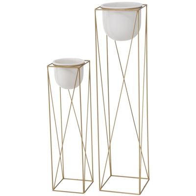 2x vasi per piante da giardino terrazze fiori vasche mensola ferro GOLD Boltze 2005189