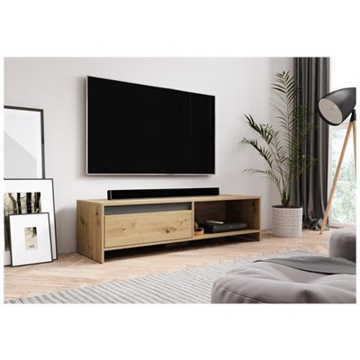 Elegante Mobile Porta Tv Apimp, 140 Cm, Rovere / grafite Fatto A Mano