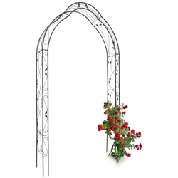 Arco per Rose Rampicanti, HLP: 255x137x39 cm, Struttura Resistente alle Intemperie, Design Romantico, Nero características