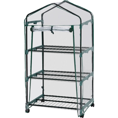Tectake - serra a 3 ripiani 69x49x125 cm - trasparente