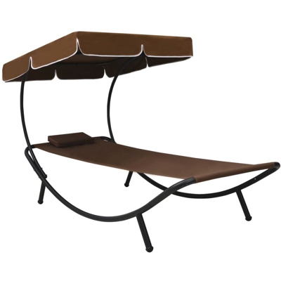 vidaXL Lettino Prendisole con Baldacchino e Cuscino Marrone - Marrone