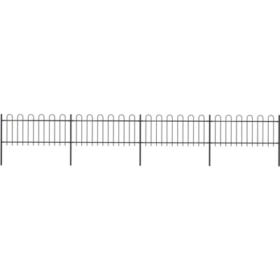 Recinzione da Giardino con Punta Tonda in Acciaio 6,8x0,8m Nera - Nero - Youthup