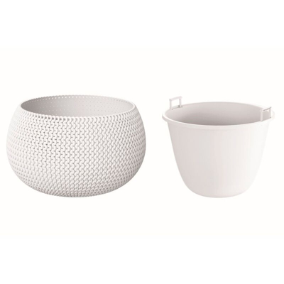Vaso di fiori tonda con vasca Splofy Bowl in plastica colore bianco 29 (lunghezza) x 29 (larghezza) x 19 (altezza) cm