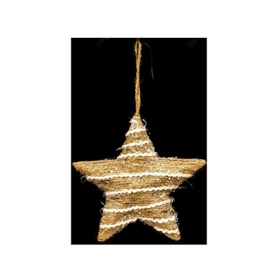 Stelle Natalizie con Juta e Filo Bianco Cotonato 20 cm set da 6 pezzi 45736
