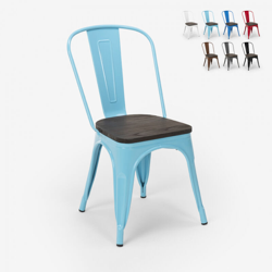 Sedie Tolix industrial acciaio legno per cucina e bar Steel Wood | Azzurro en oferta