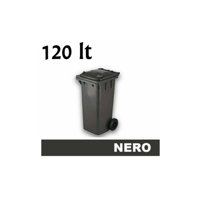 Grecoshop - Cassonetto/Pattumiera/Contenitore/Bidone per raccolta rifiuti uso esterno 120lt Nero