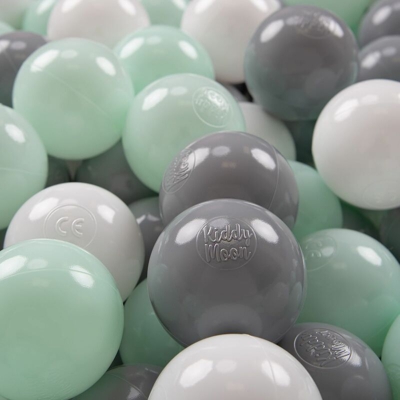 700 ? 7CM Palline Morbide Colorate Per Piscina Bambini Fatto In EU, Bianco/Grigio/Menta - bianco/grigio/menta - Kiddymoon