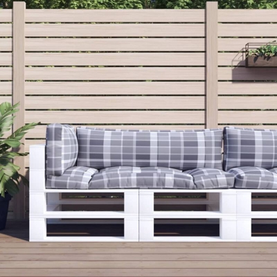 vidaXL Cuscini per Divano Pallet 3 pz Grigio Motivo a Quadri - Multicolore