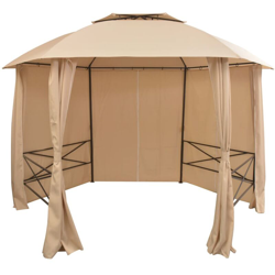 Gazebo Padiglione da Giardino con Tende Esagonale 360x265 cm - Beige - Youthup precio
