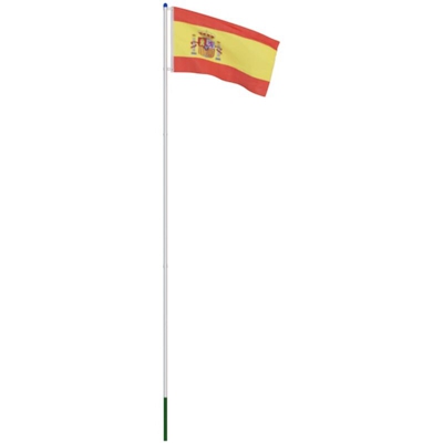 Bandiera con Pennone in Alluminio 6 m della Spagna - Vidaxl