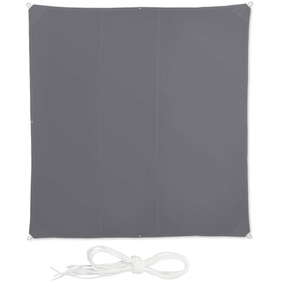 Tenda a Vela Quadrata, Idrorepellente, Anti UV, con Corde di Supporto, Terrazza e Giardino, LxP: 4x4 m, Grigia