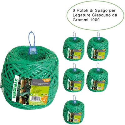 6 rotoli per legature da giardino pvc ciascuno da grammi 1000 diametro 5 mm